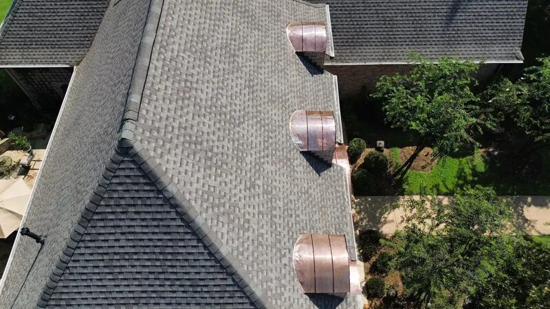 Finished residential shingle roof on a Central Mississippi home